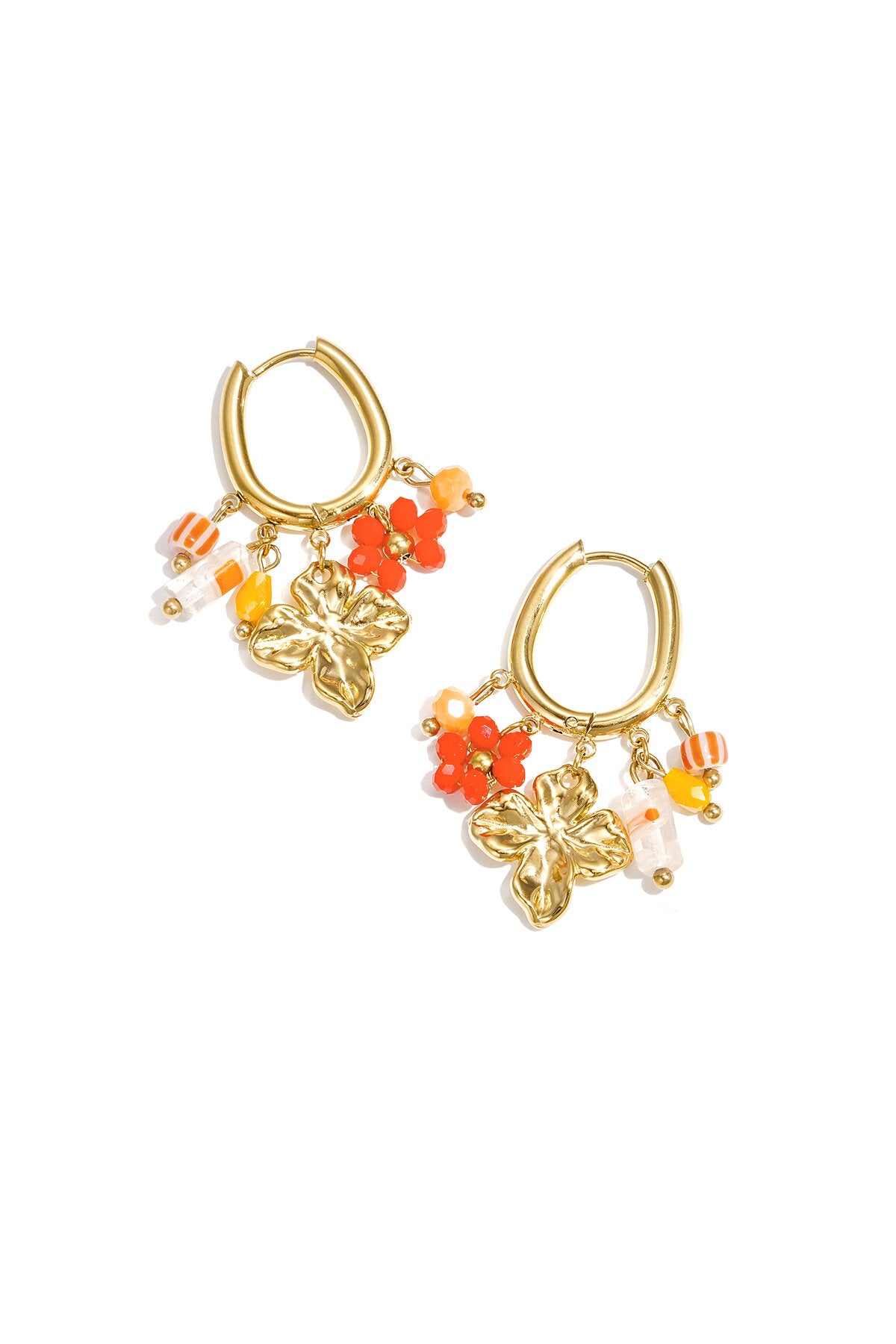 Earrings with various dangling beads