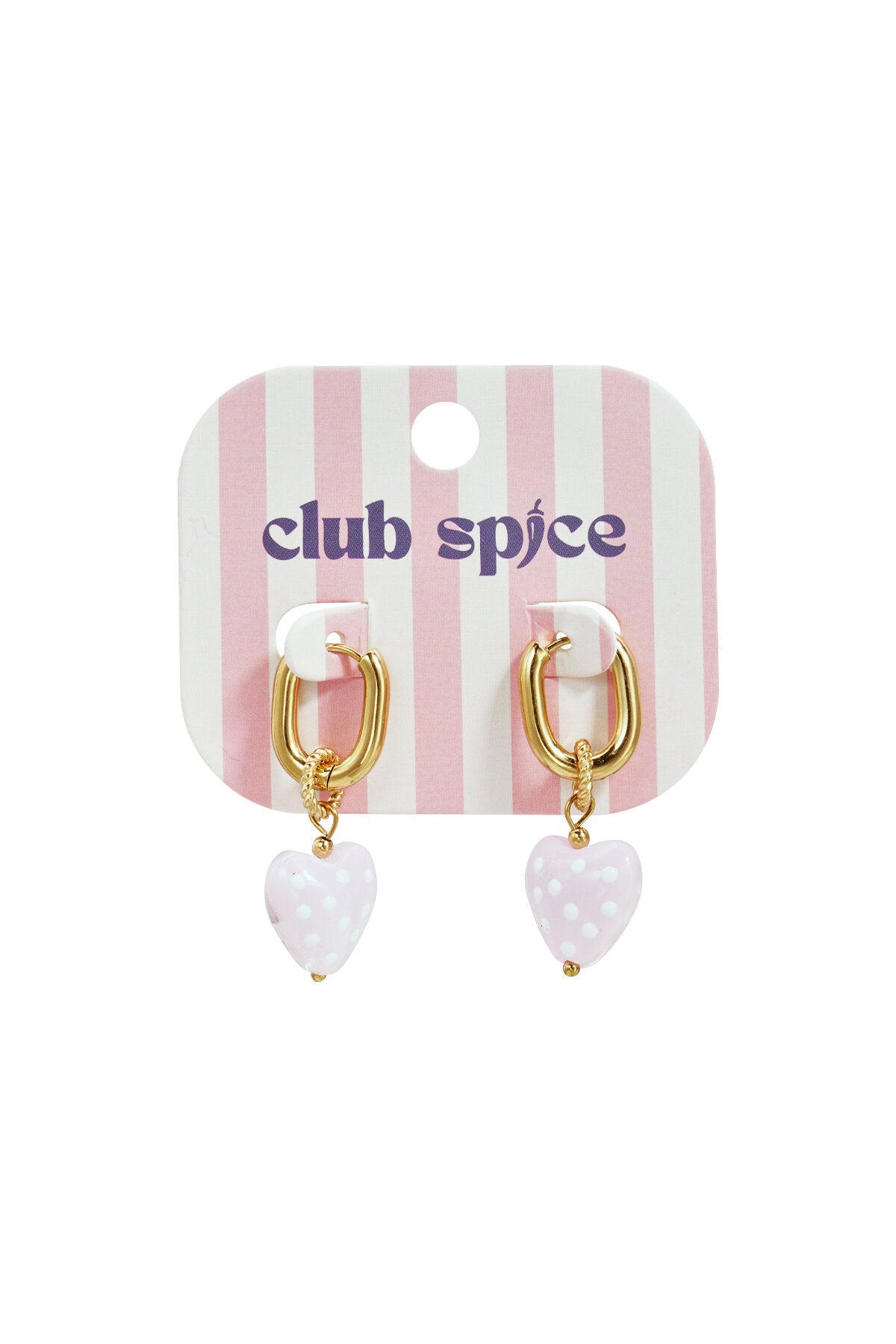 Earrings with dangling hearts with dots
