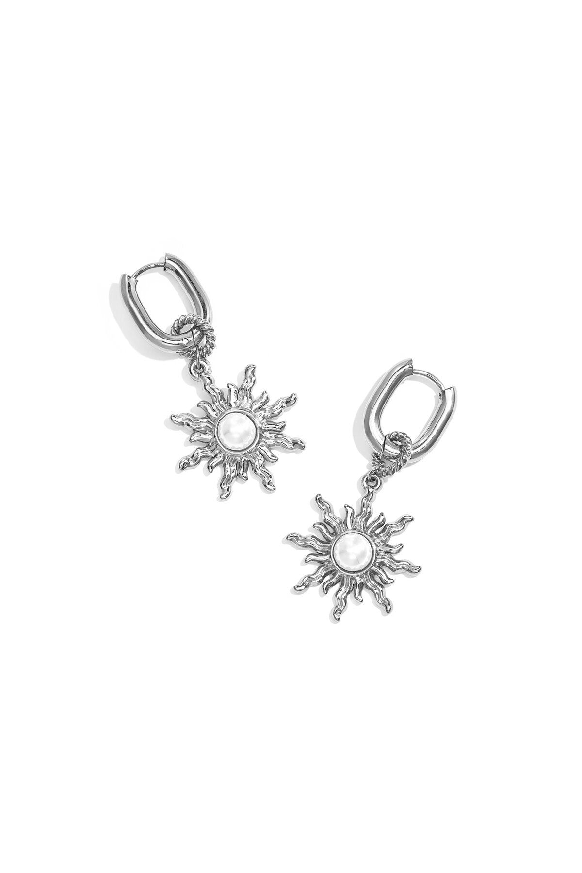 Squoval earrings with boho sun charm