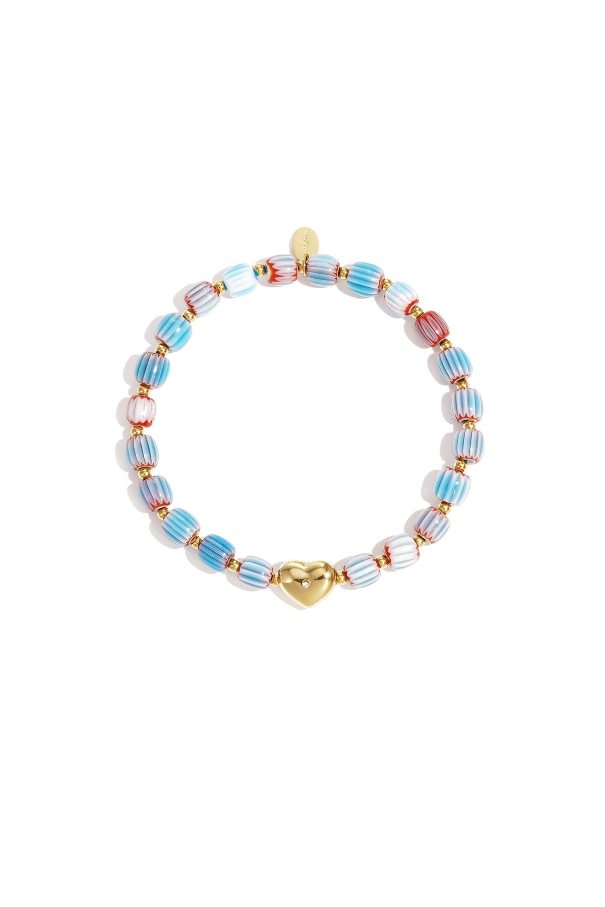 Beaded bracelet with heart-shaped centerpiece