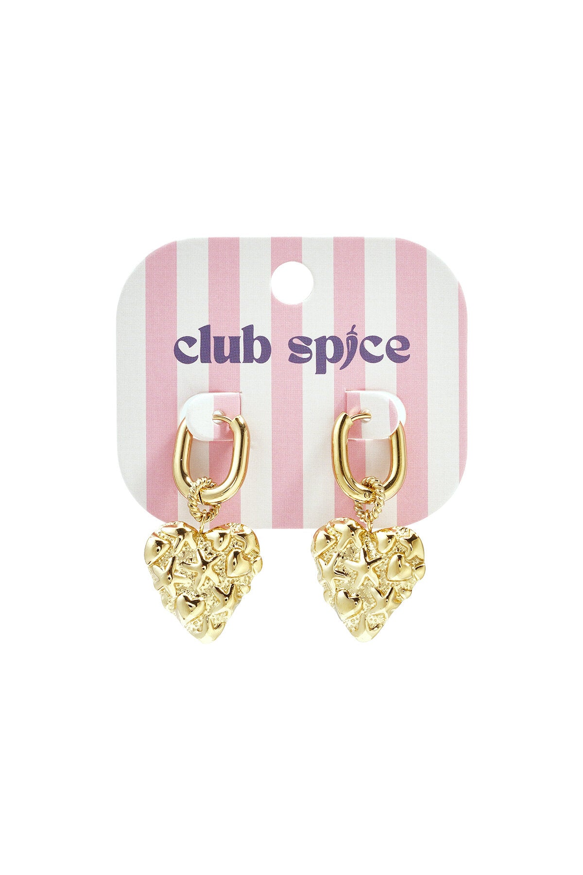 Squoval earrings with heart with star pattern
