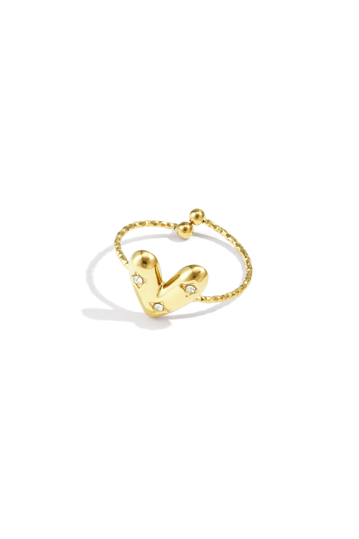 Adjustable ring with decorated heart