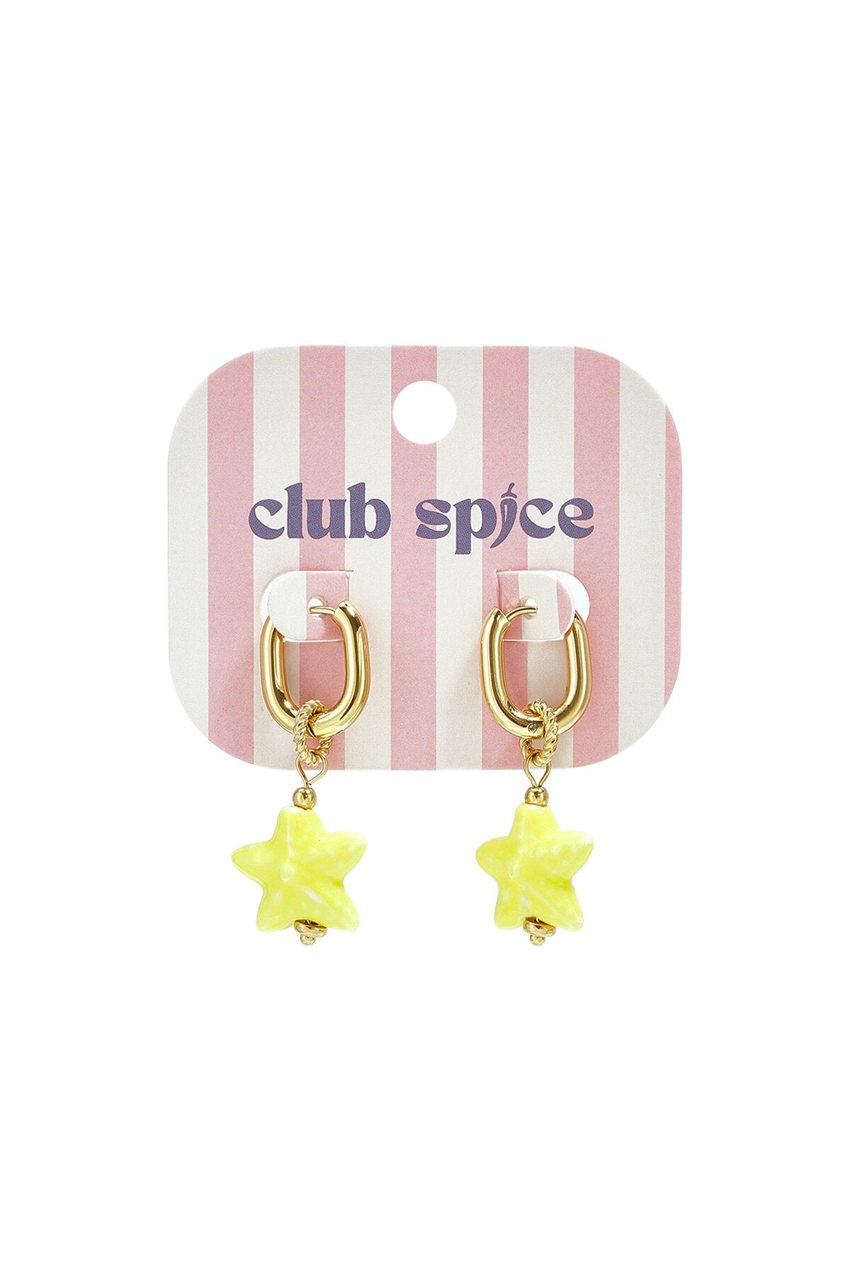 Squoval earrings with colored star pendant