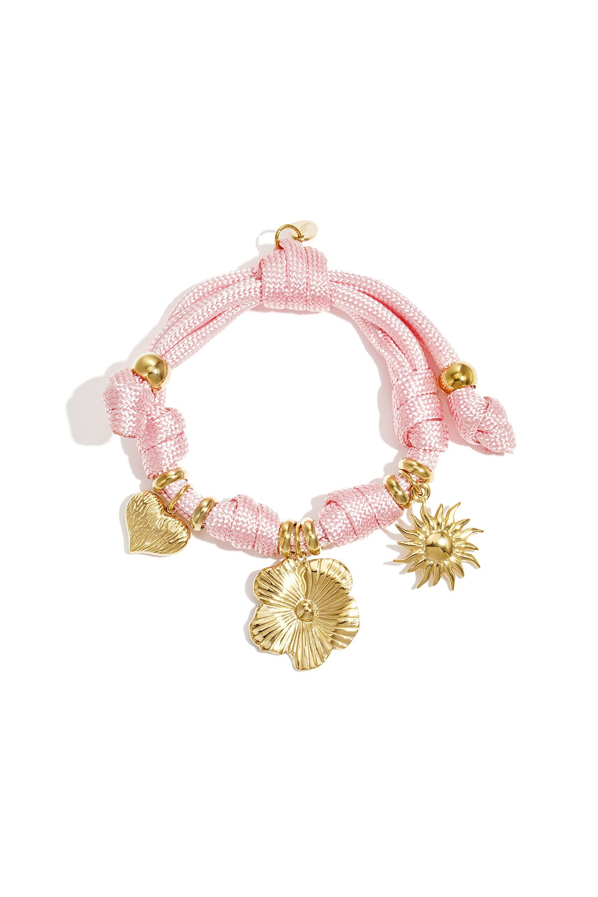 Rope bracelet with knots and various charms