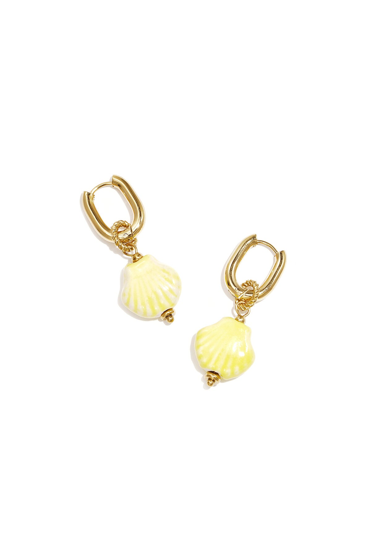 Squoval earrings with dangling shell