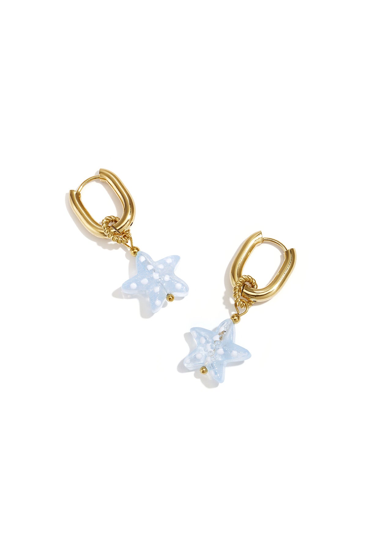 Earrings with spotted starfish