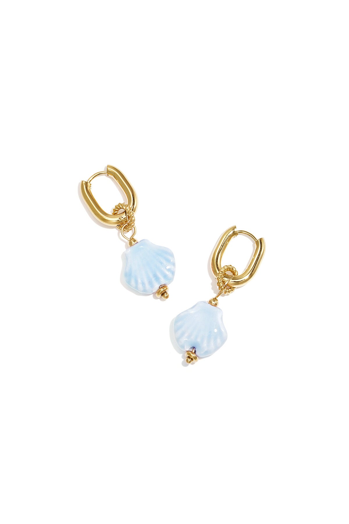 Squoval earrings with dangling shell