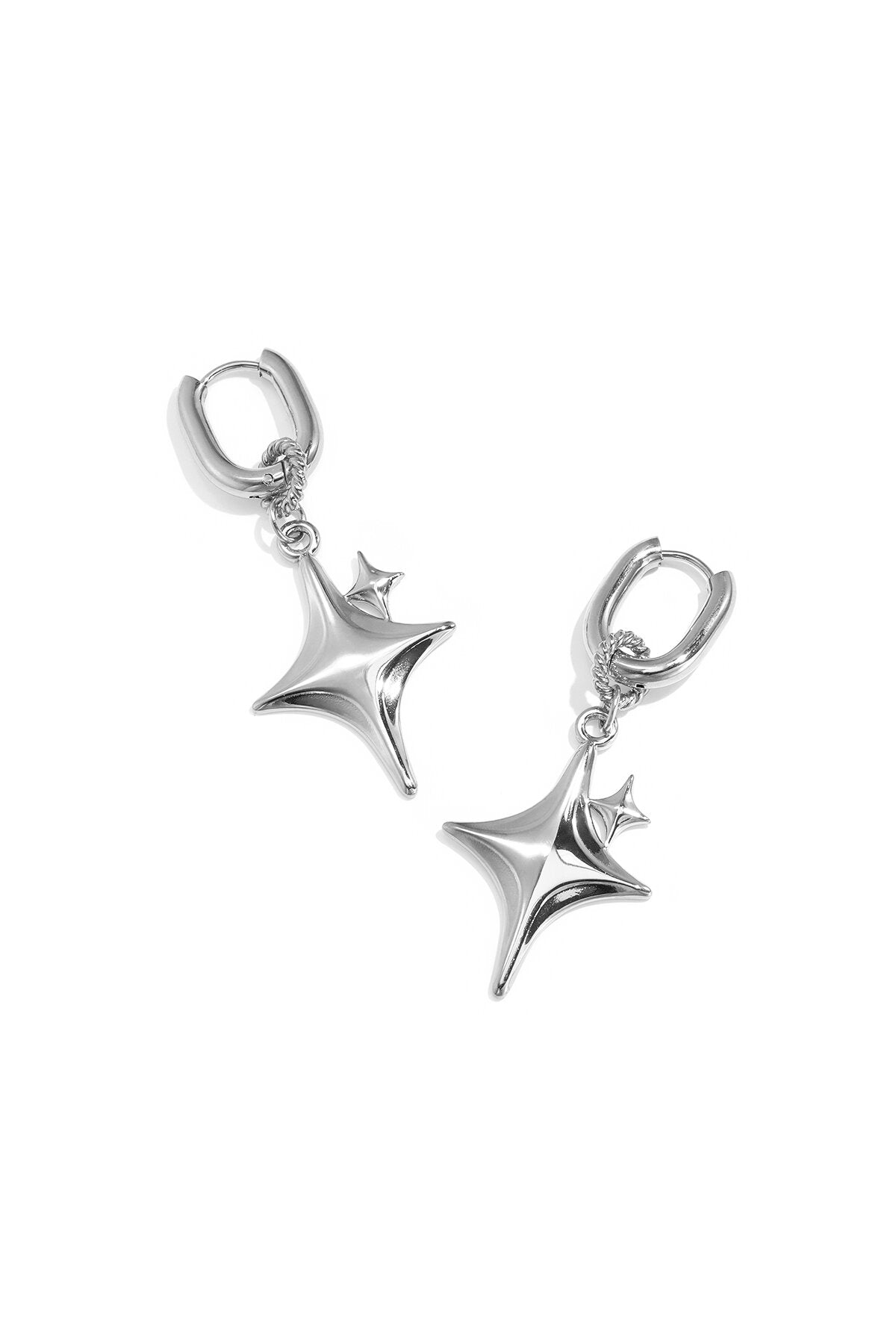 Squoval earrings with glittering star pendant