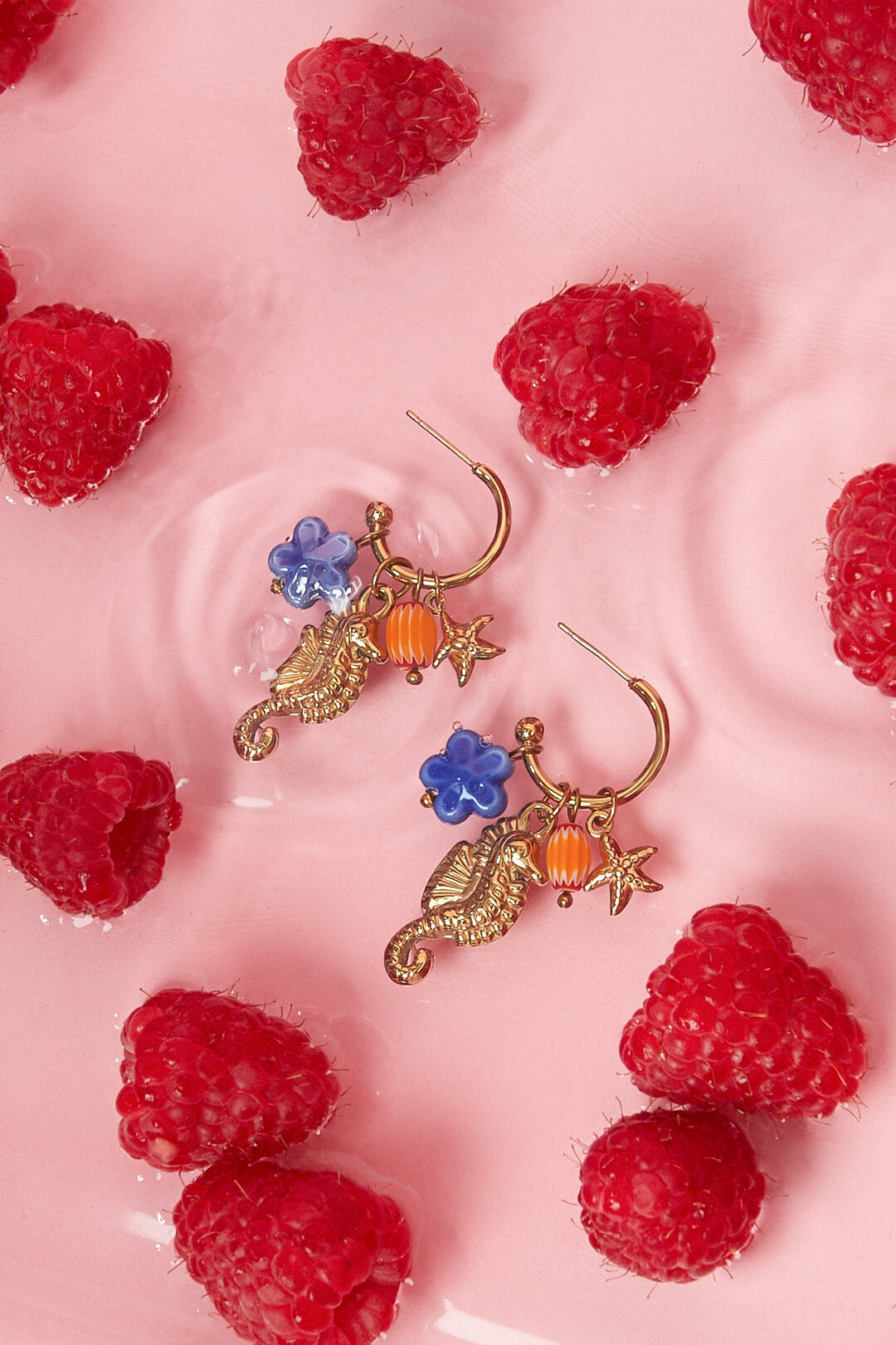 Seahorse earrings with charms