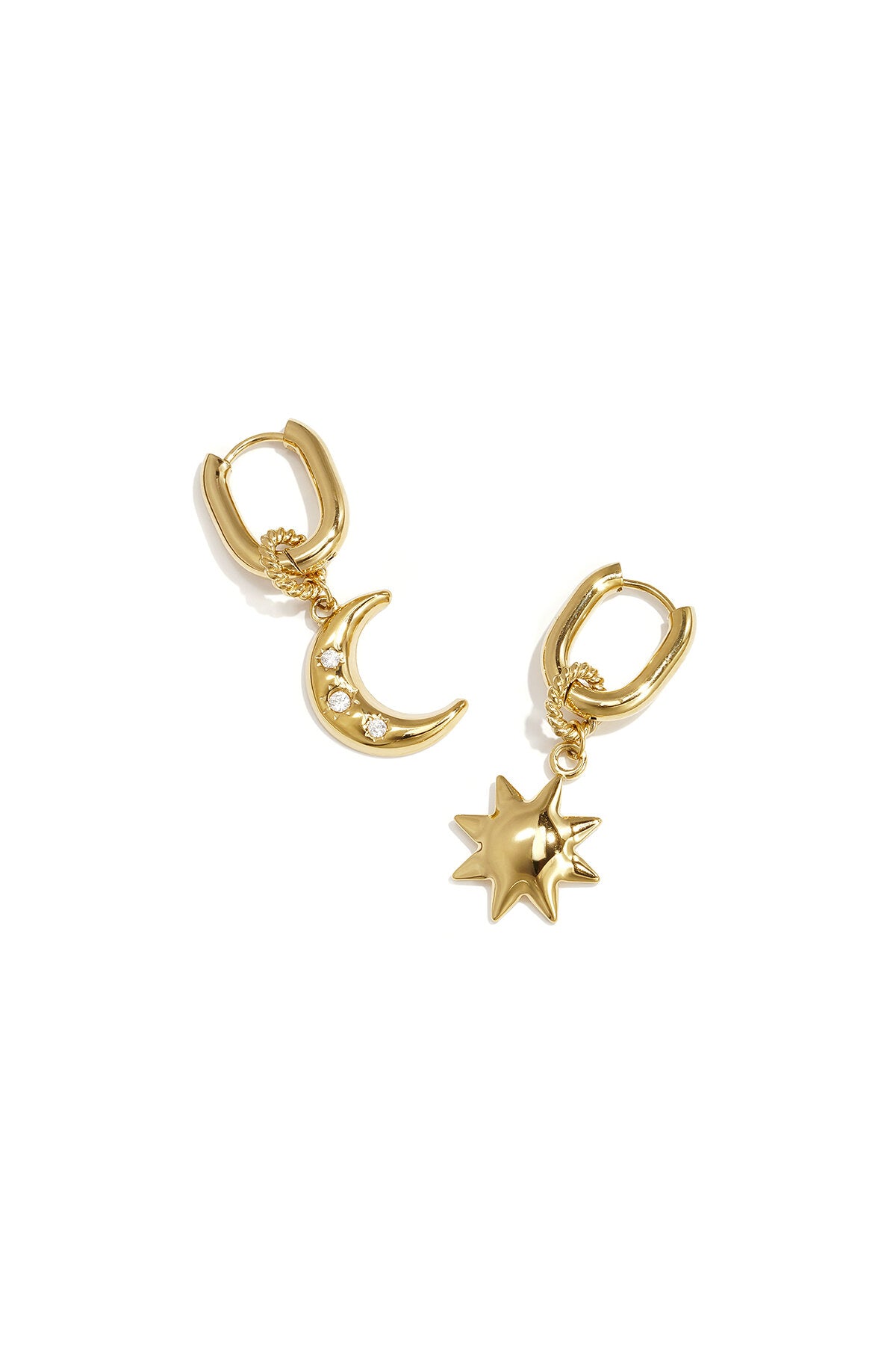 Squoval earrings with moon and star