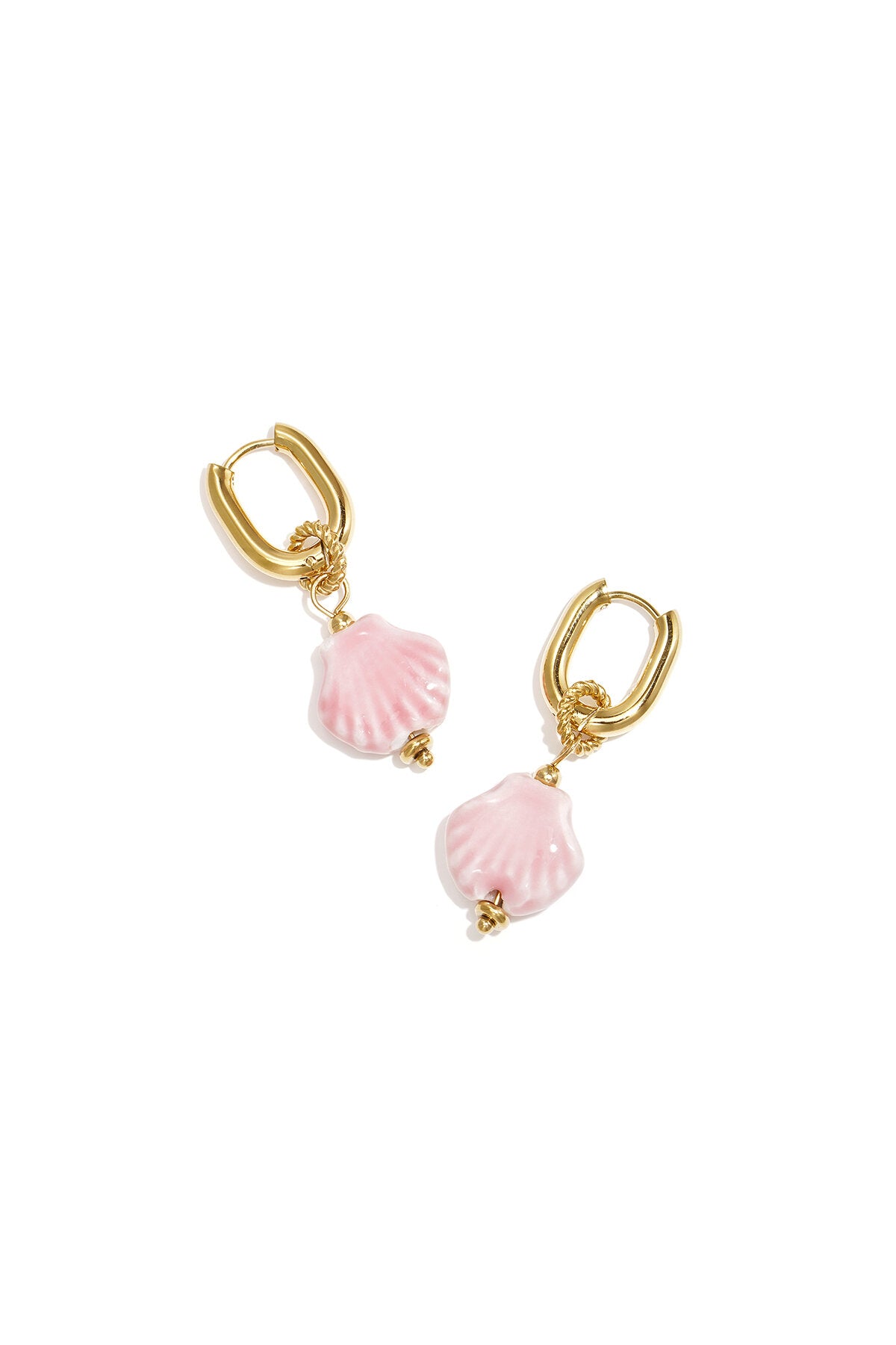 Squoval earrings with dangling shell