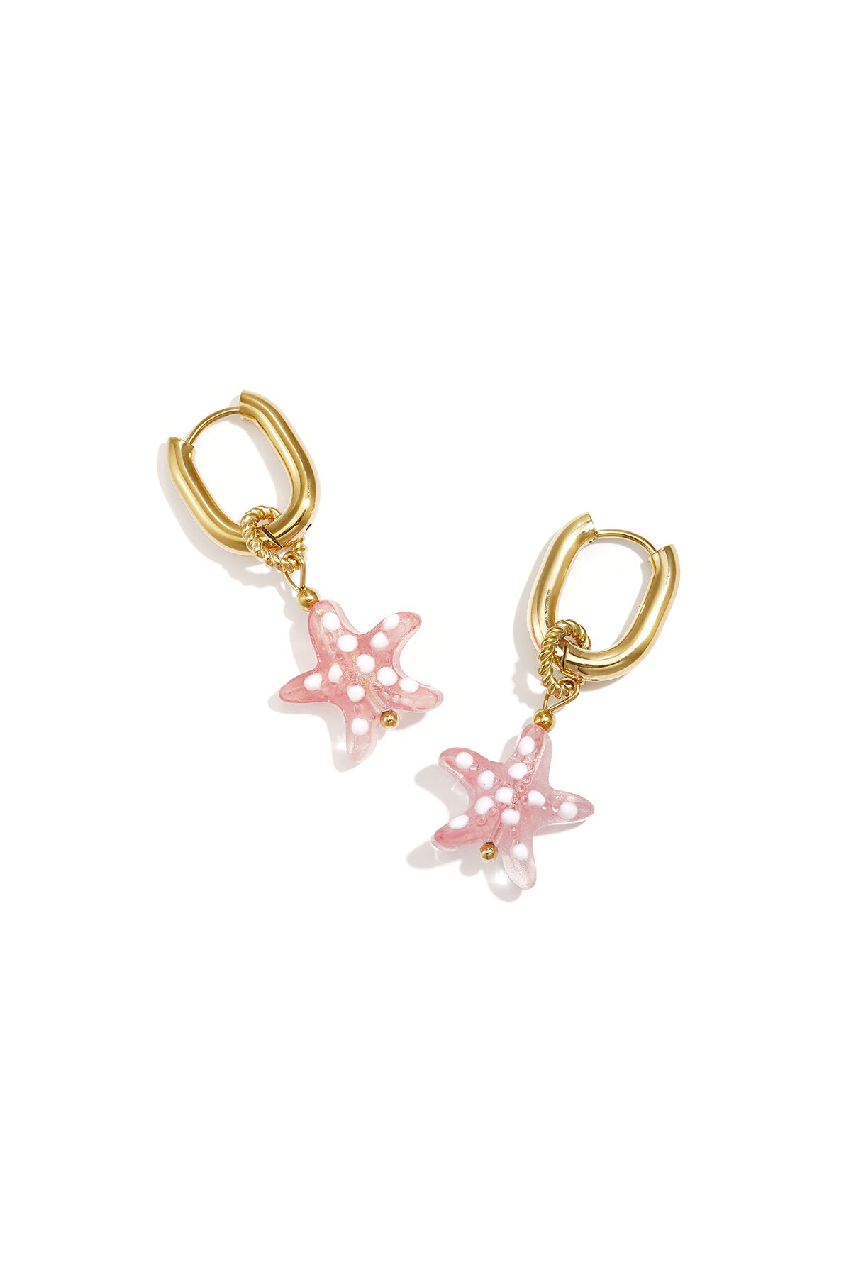 Earrings with spotted starfish