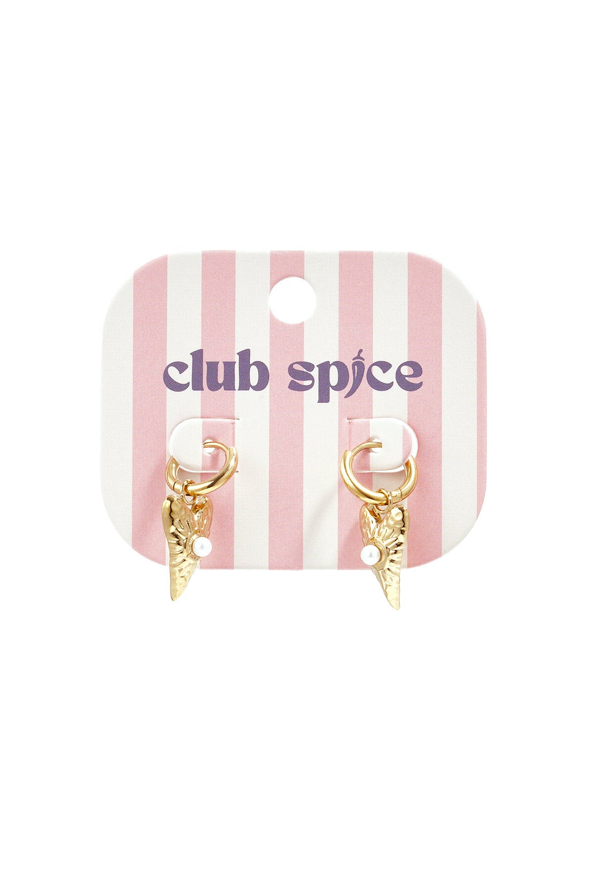 Small earrings with long heart charm with pearl