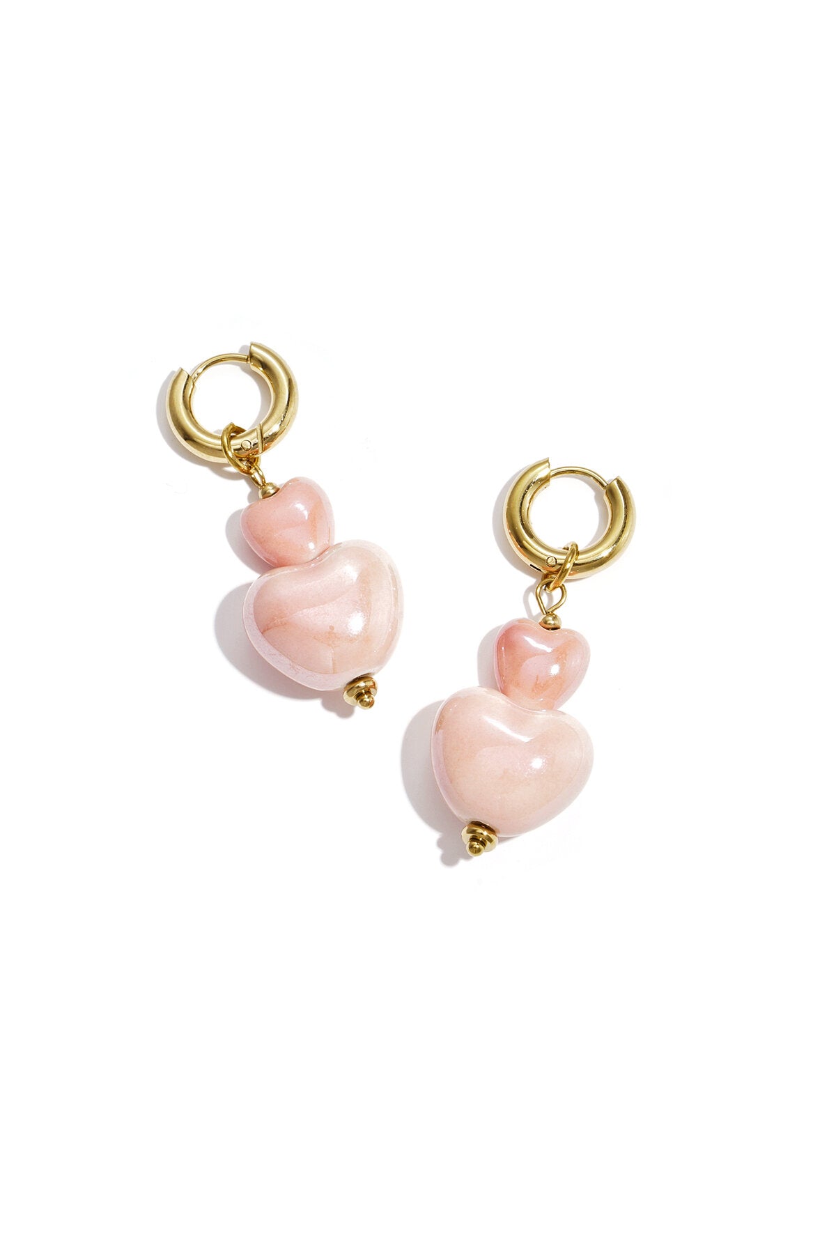 Stacked heart bead earrings
