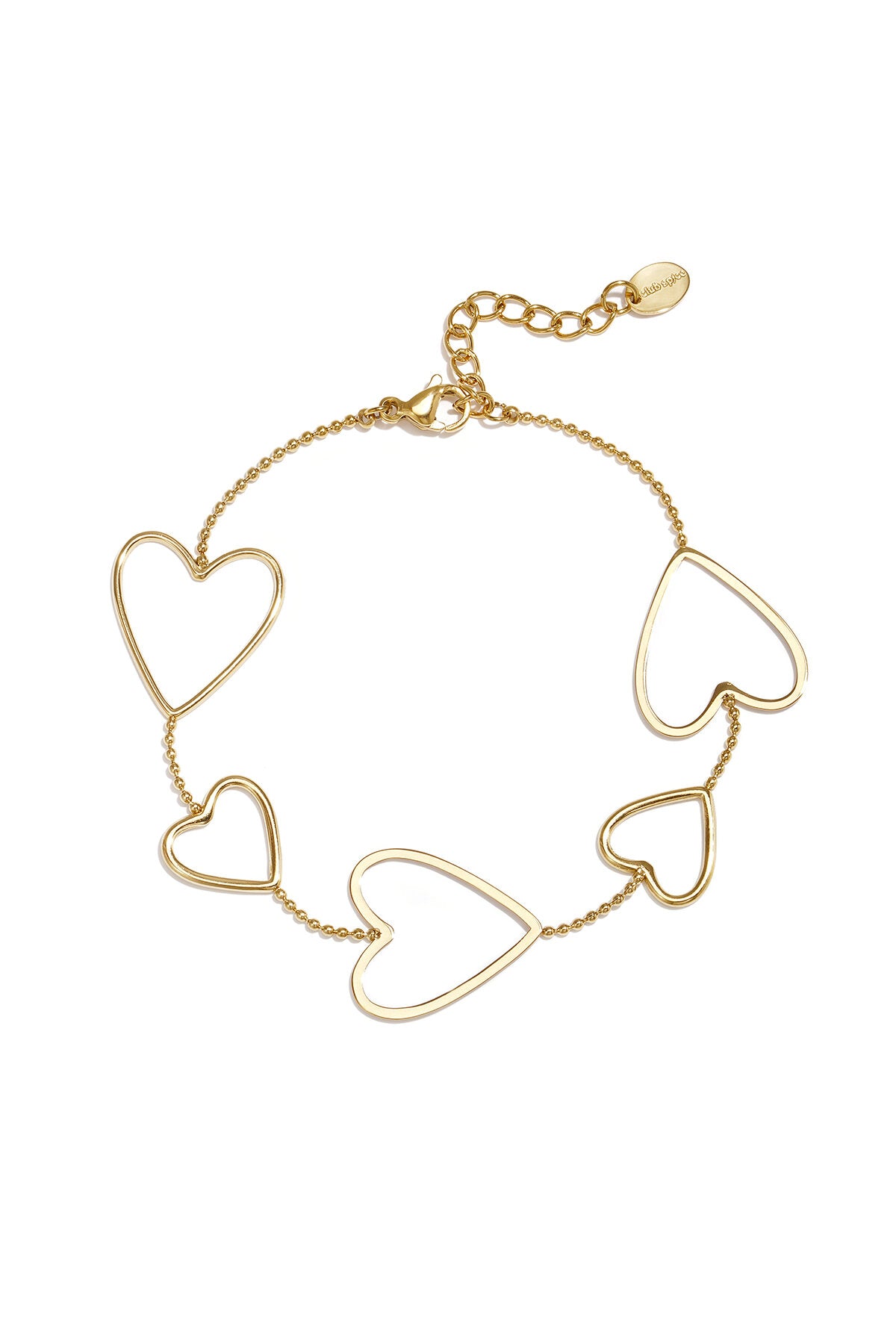 Elegant 14K Gold Plated Heart Charm Bracelet