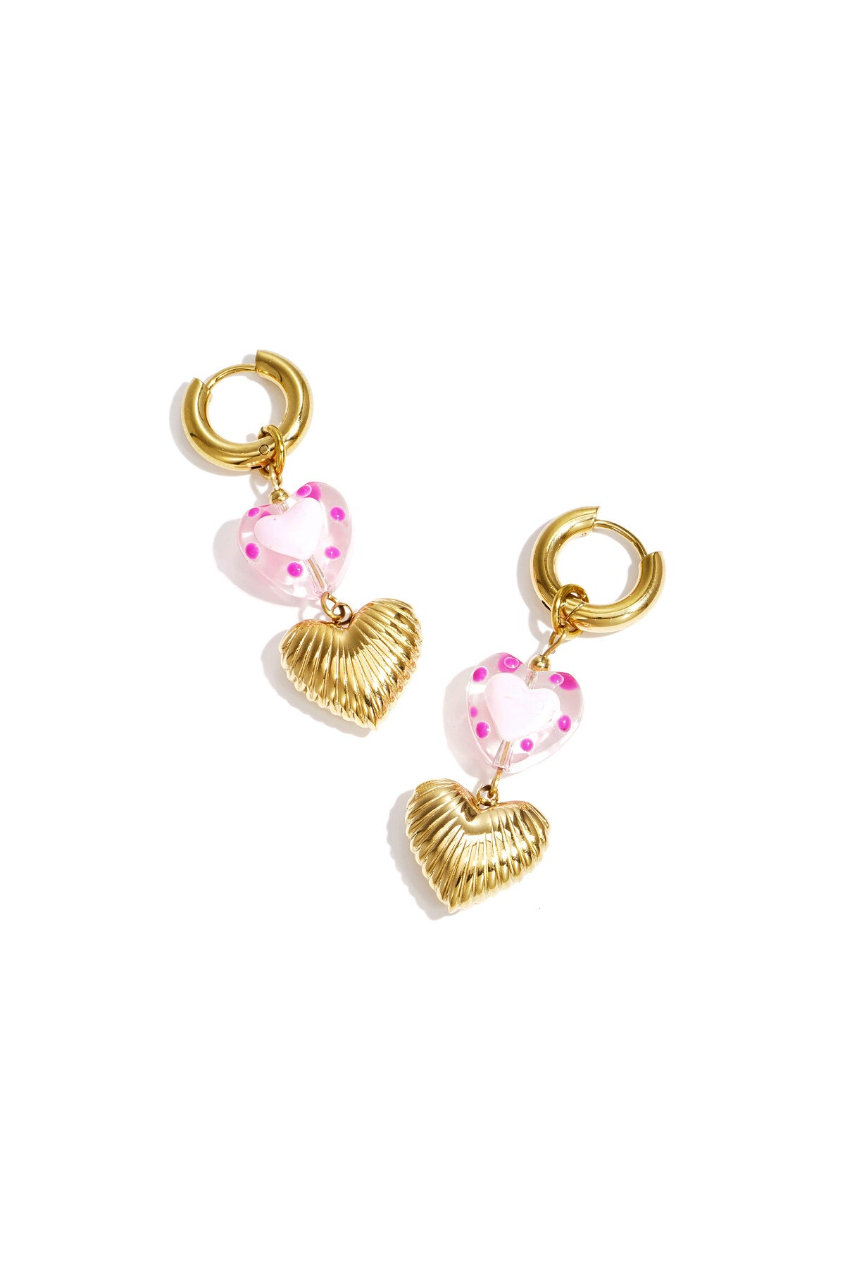 Heart-shaped pendant earrings