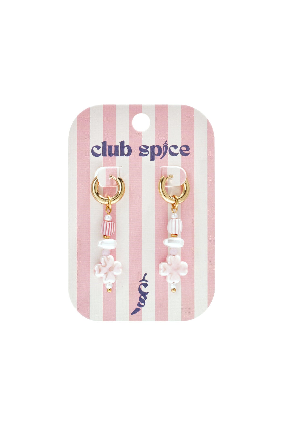 Small earring with clover bead and pearls