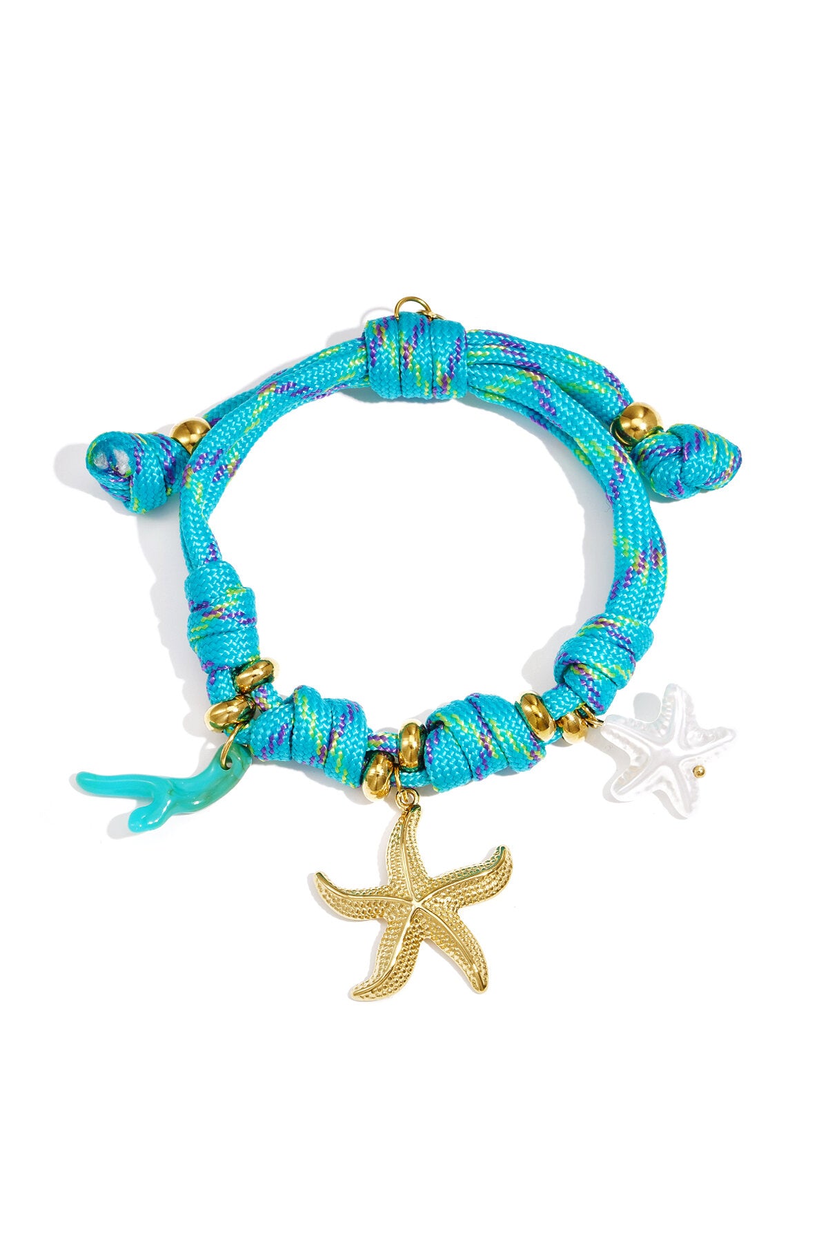 Rope bracelet with knots and starfish charms