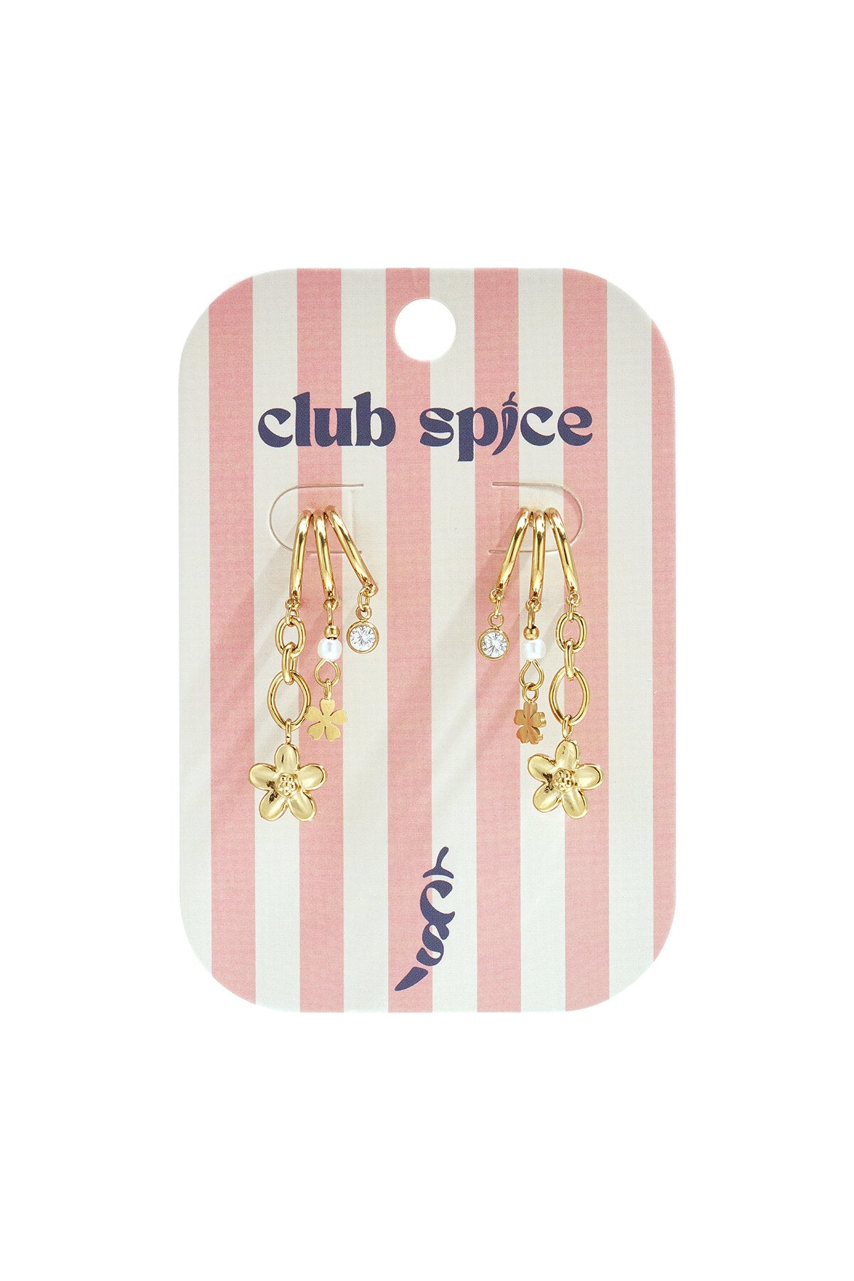 Triple earrings with floral pendants