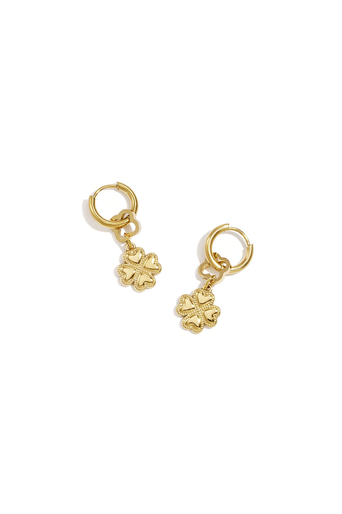 Roestvrijstalen hangende oorbellen met klavertje vier, eenvoudige dagelijkse sieraden uit de Simple-serie voor dames.
