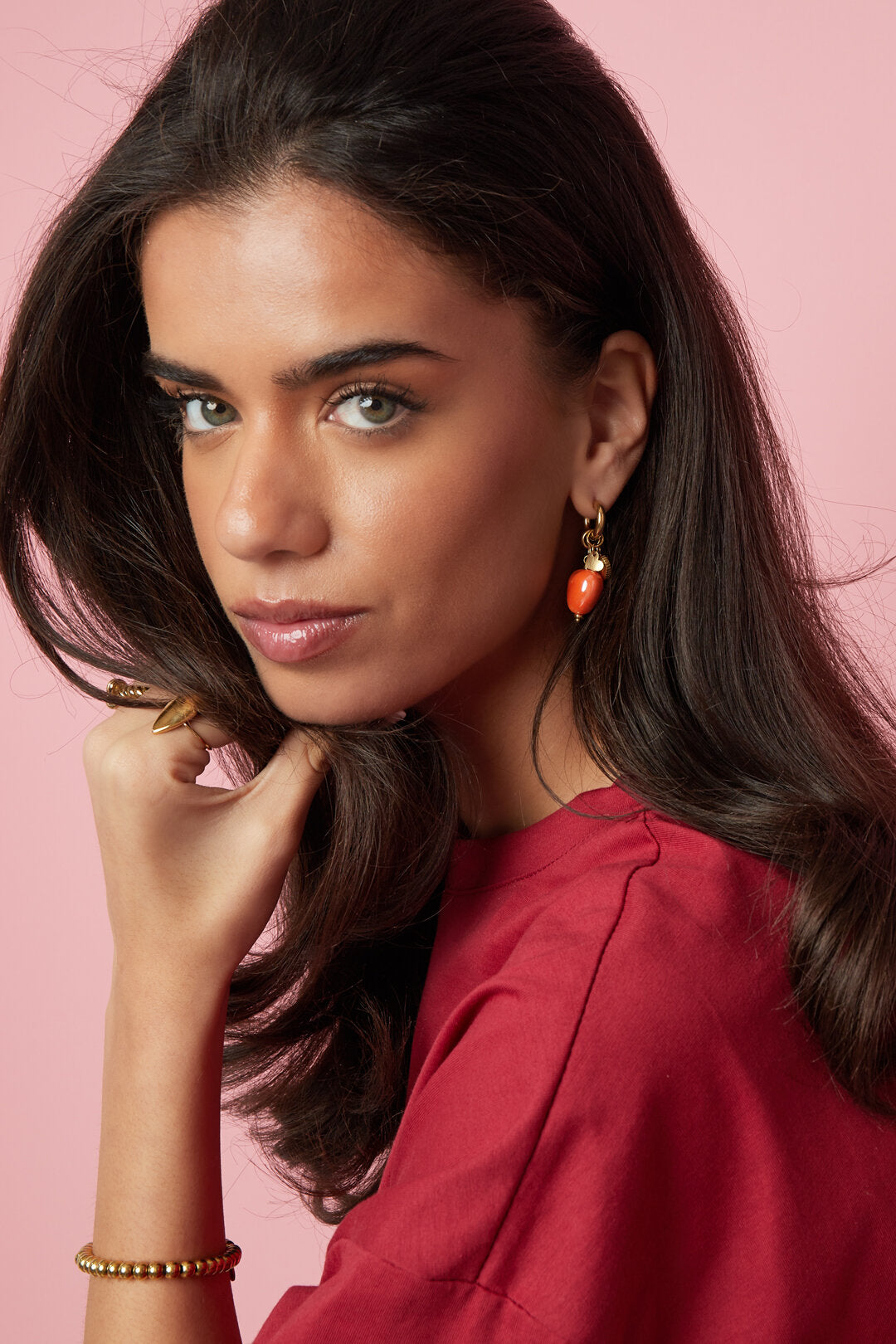 Earrings with heart pendants