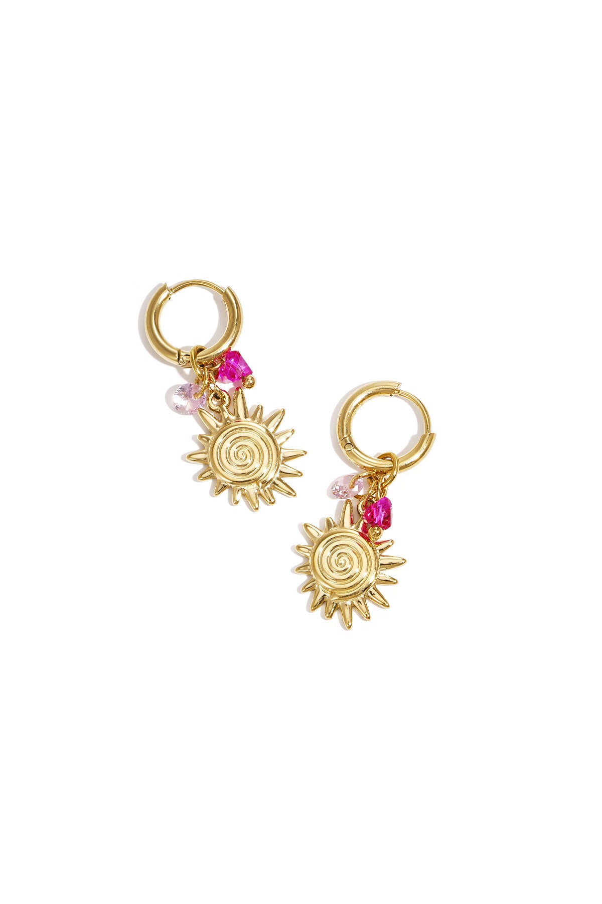 Earrings with sun charm and beads