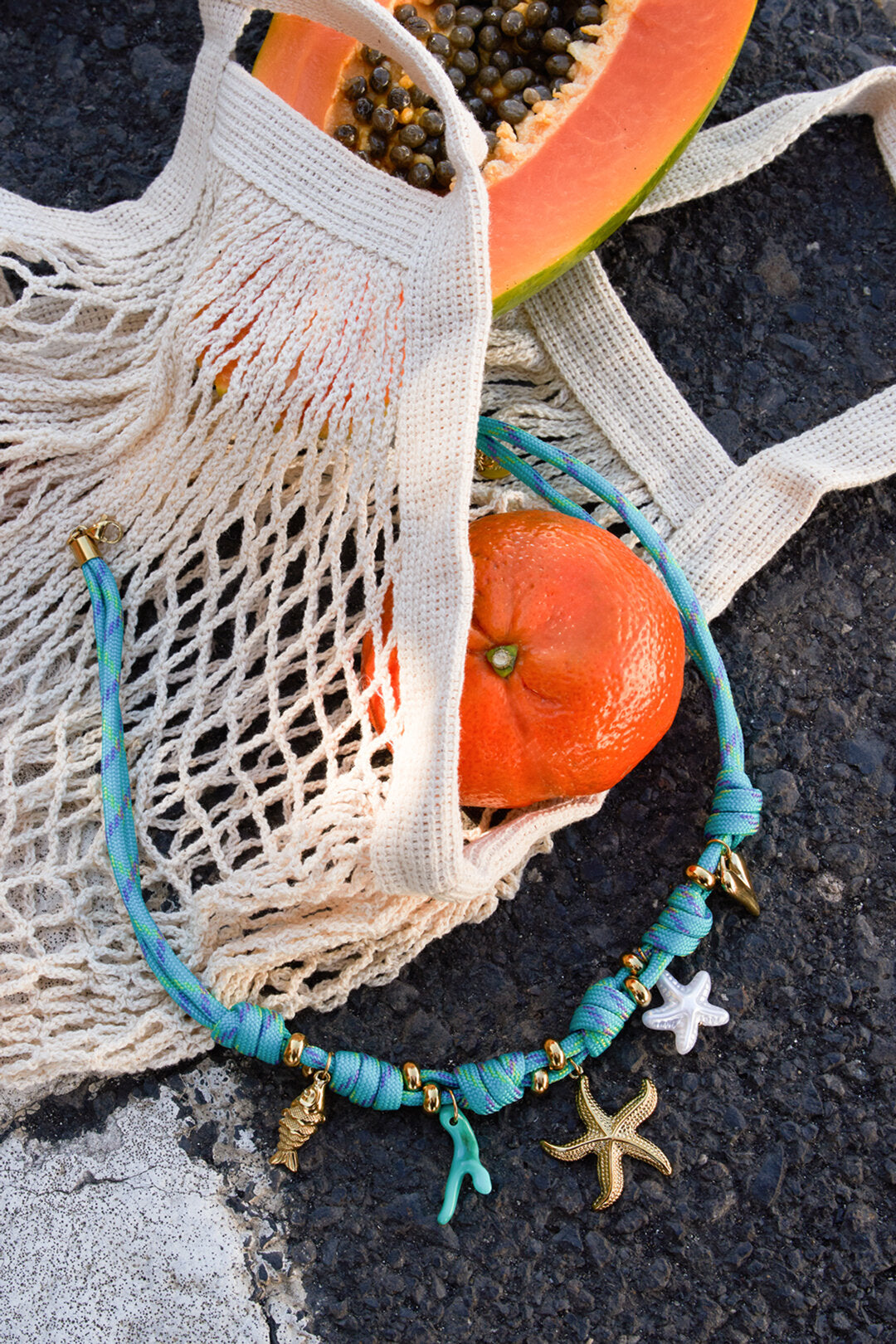 Rope chain with knots and starfish charms