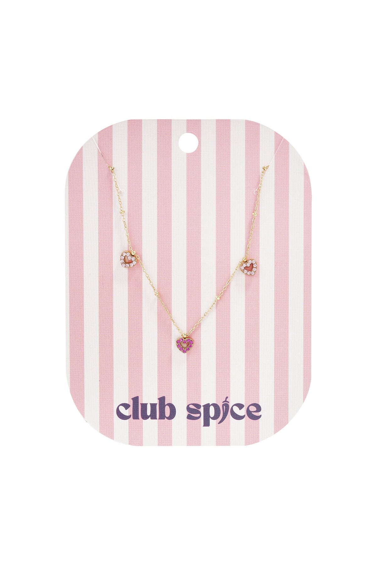 Necklace with pink stones in hearts