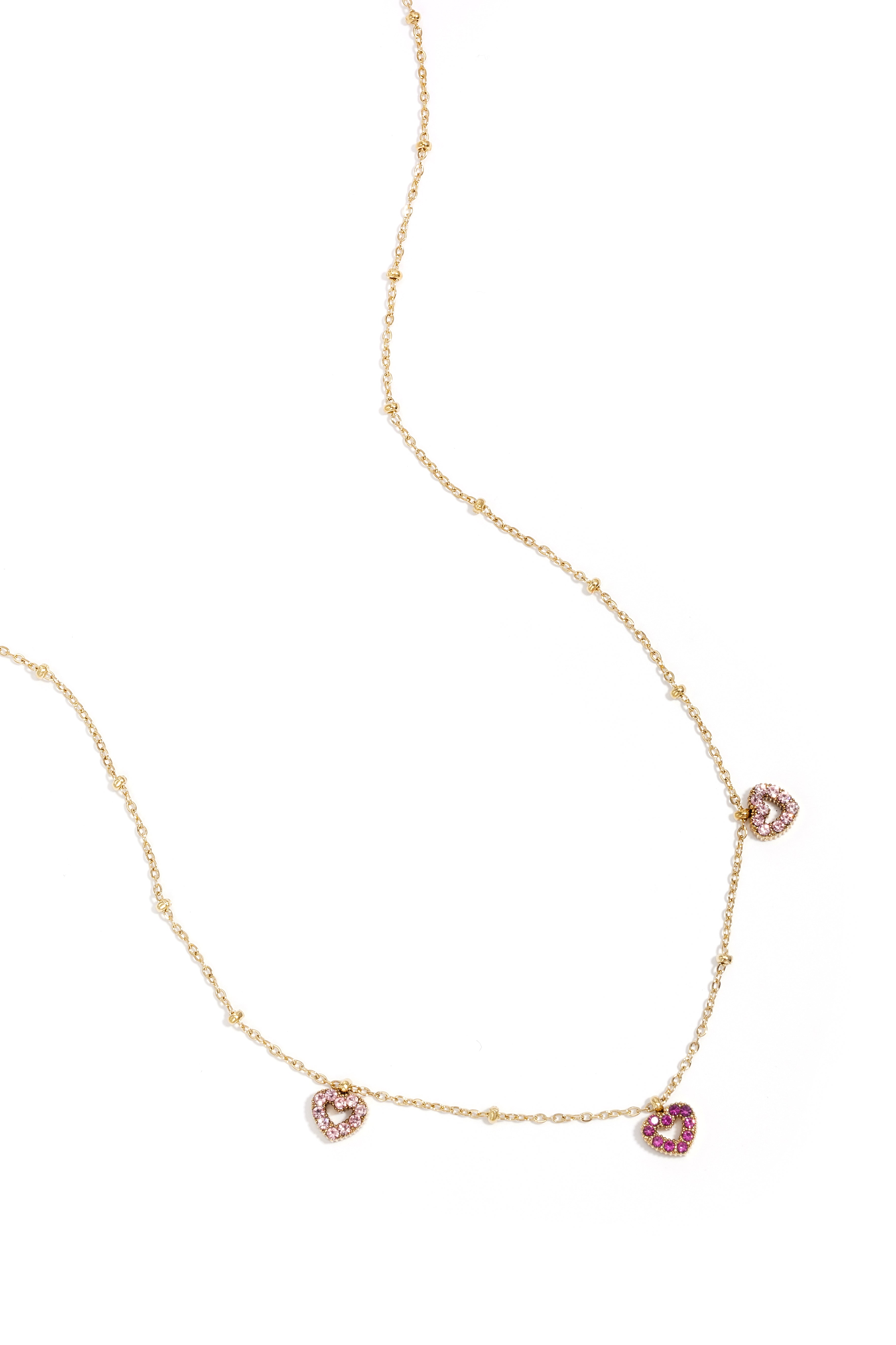 Necklace with pink stones in hearts