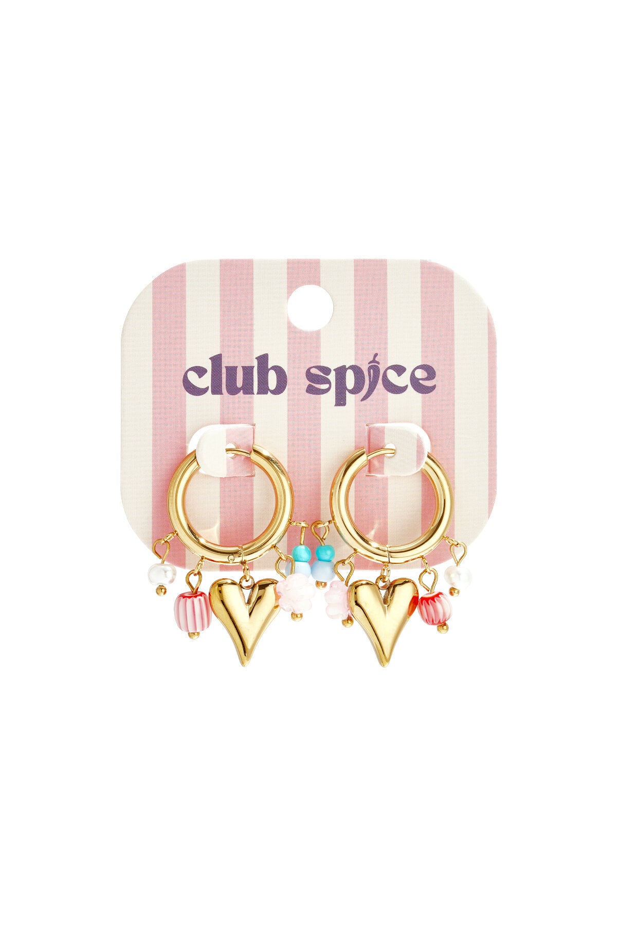 Earrings with dangling beads and heart