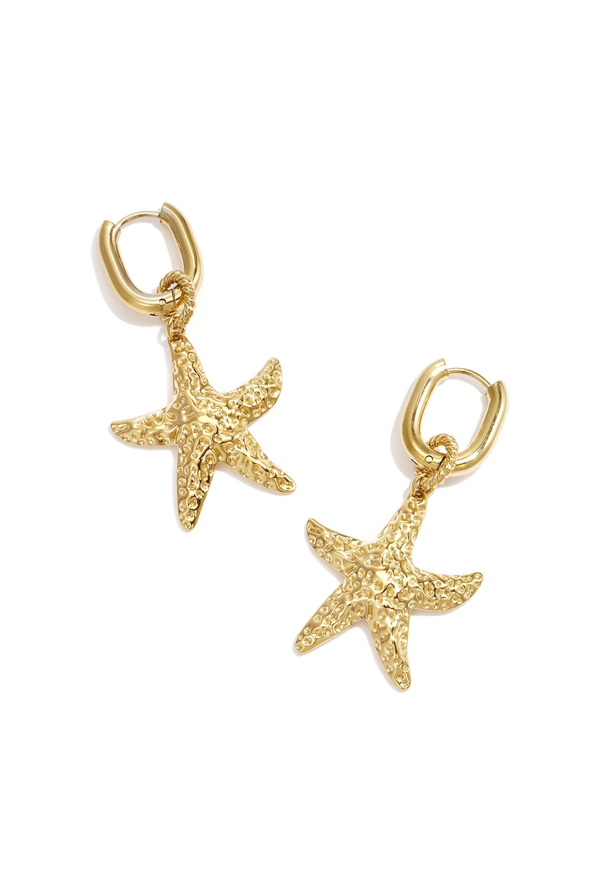 Squoval earrings with starfish pendant
