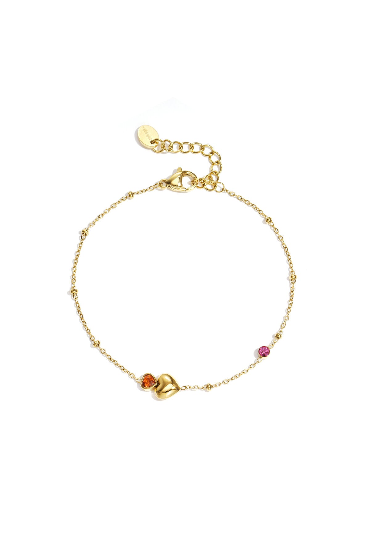 Bracelet with hearts, colored stones, and dots