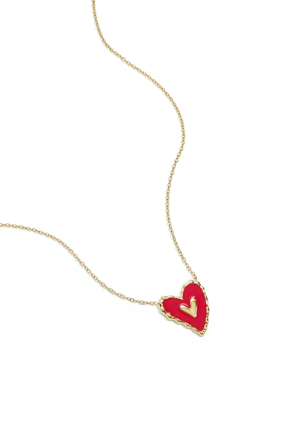 Necklace with hanging red heart