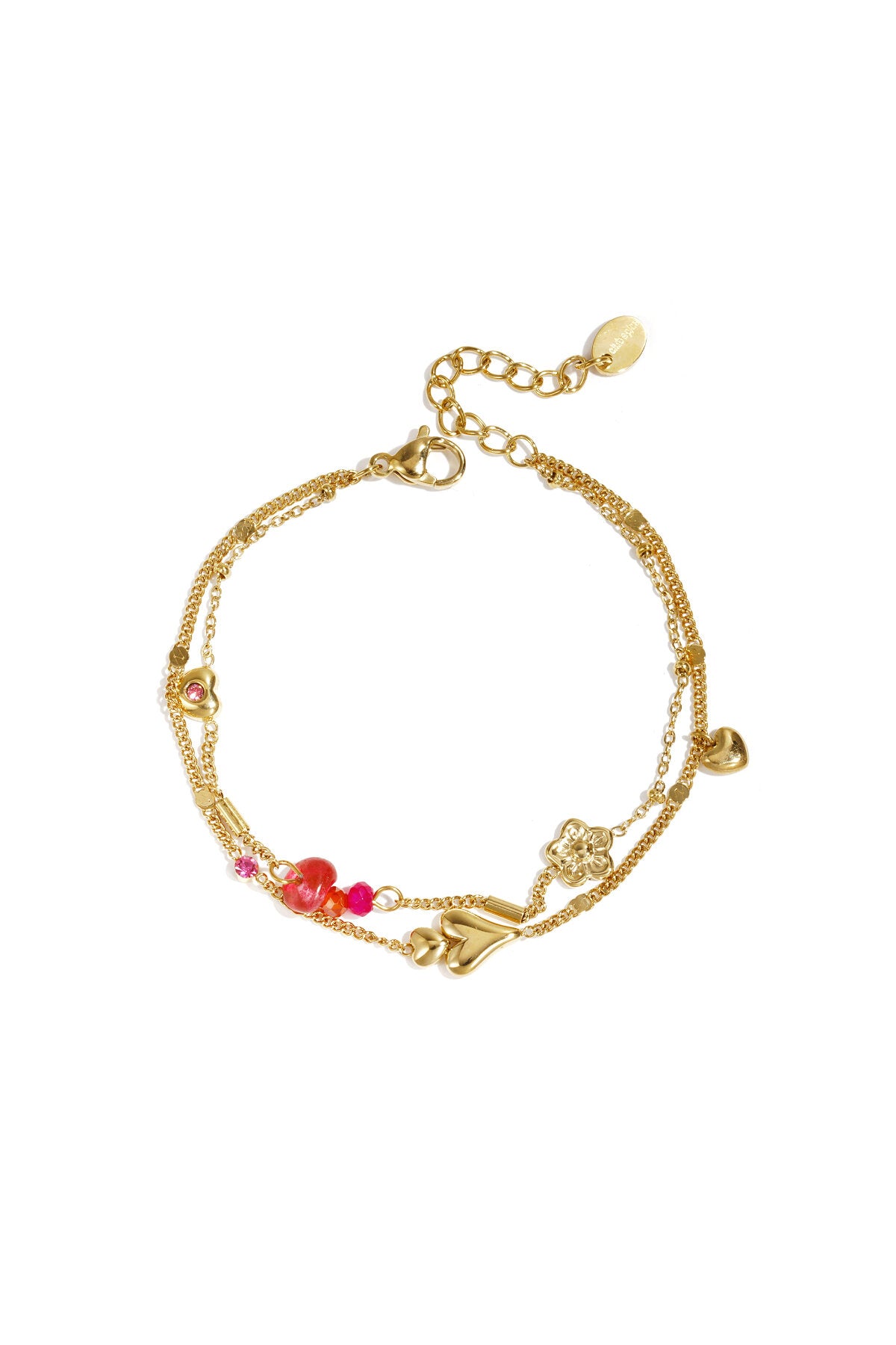 Bracelet with hearts flowers and beads