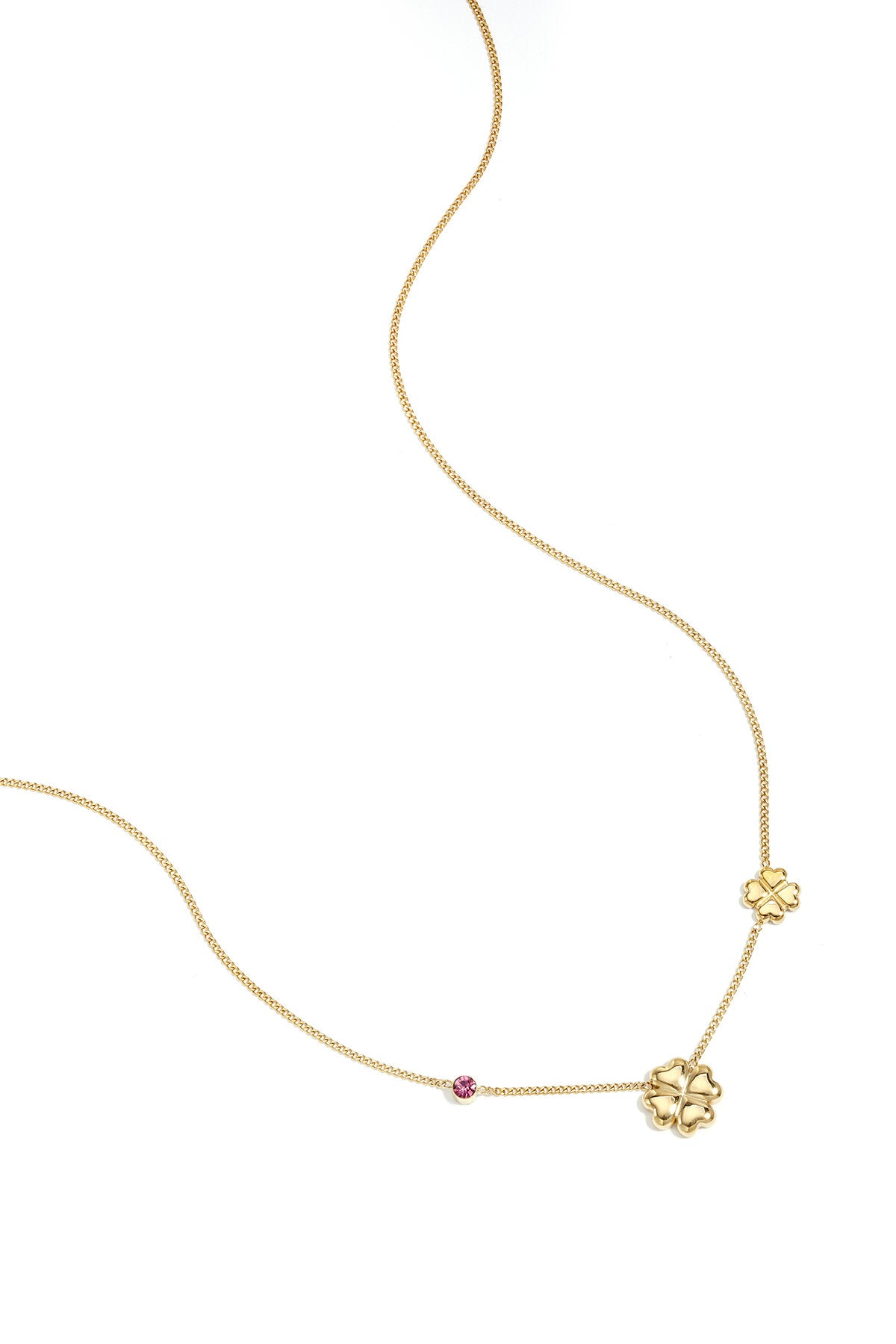 Necklace with clovers and colored stones