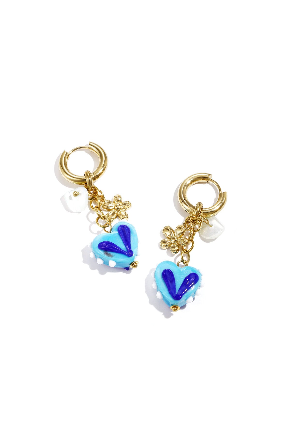 Earrings with colorful heart charms
