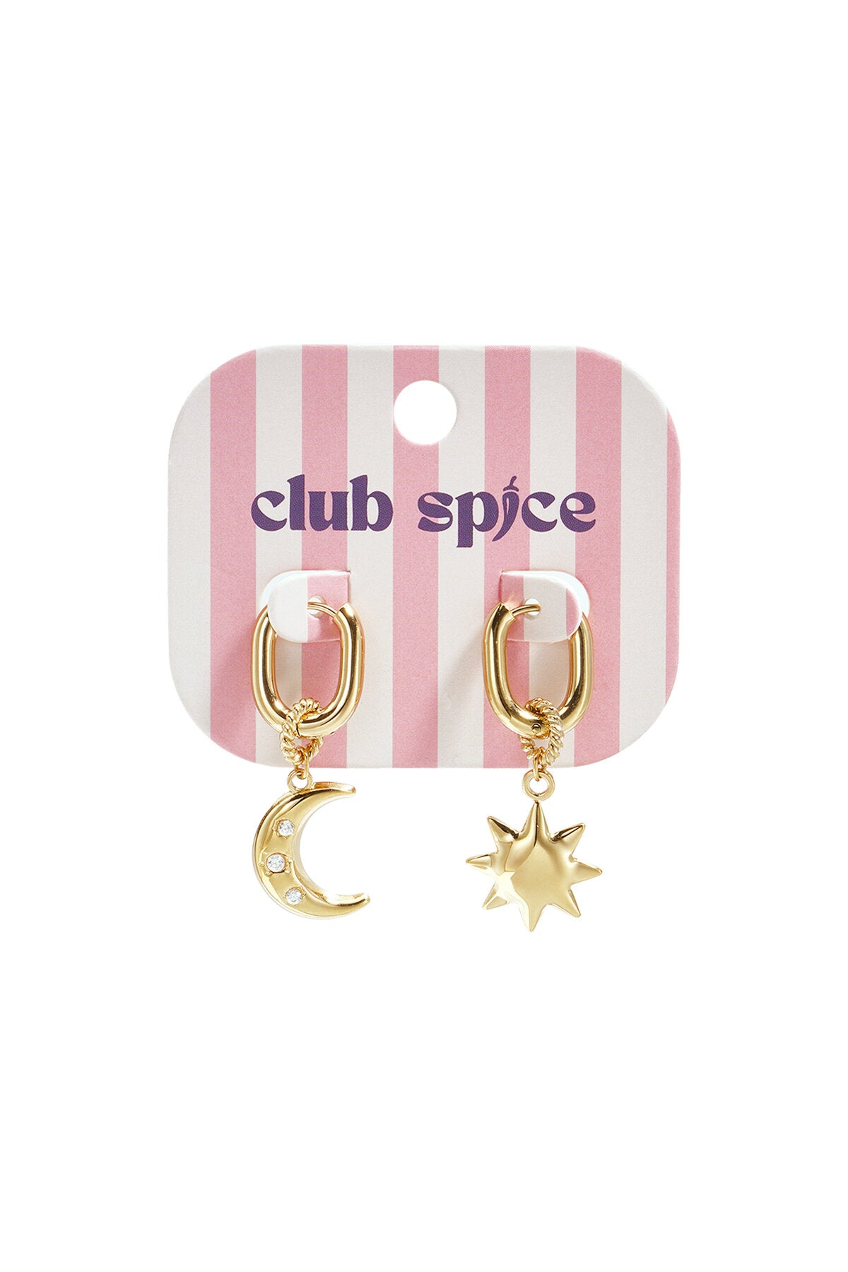 Squoval earrings with moon and star