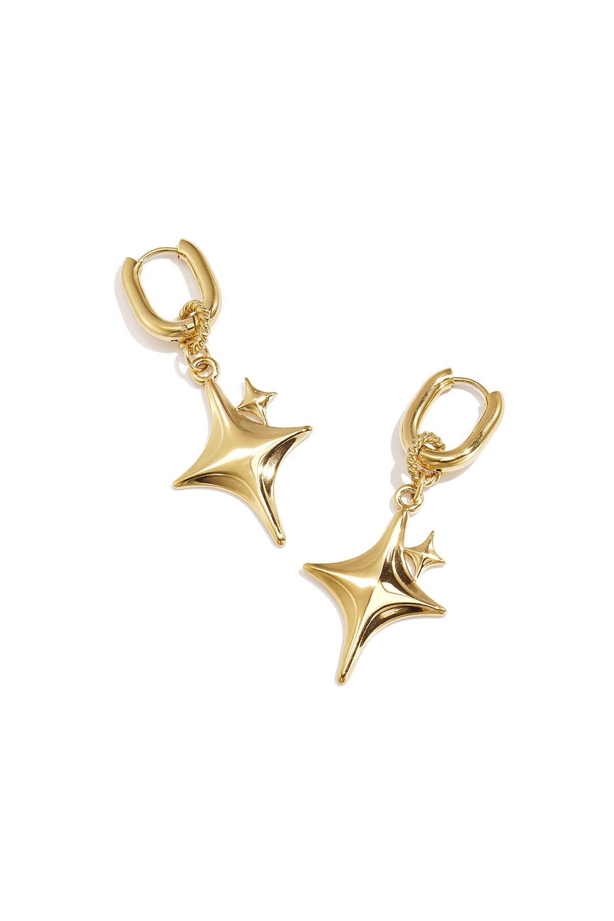 Squoval earrings with glittering star pendant