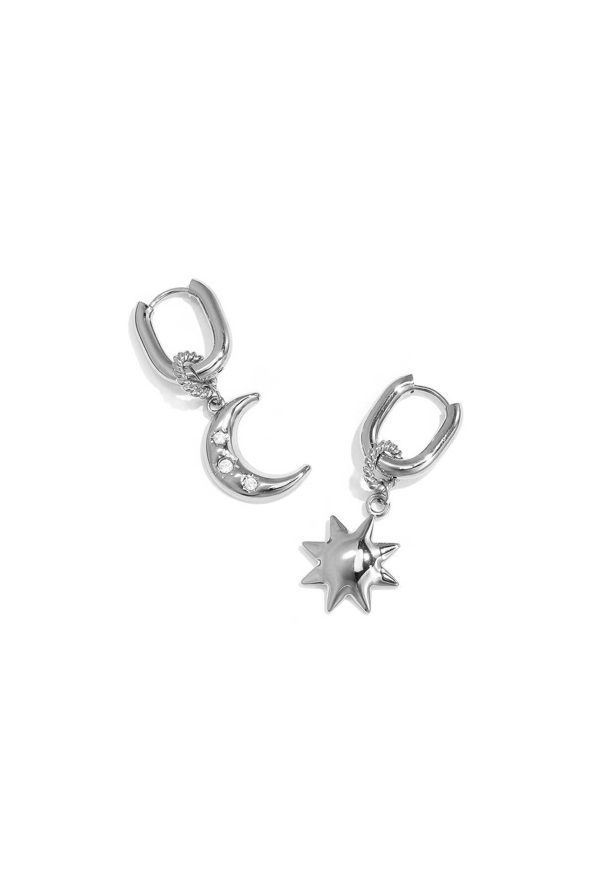 Squoval earrings with moon and star