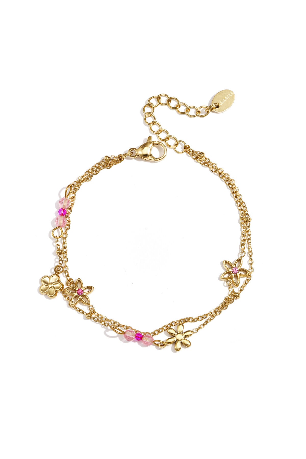 Double bracelet with colorful flowers