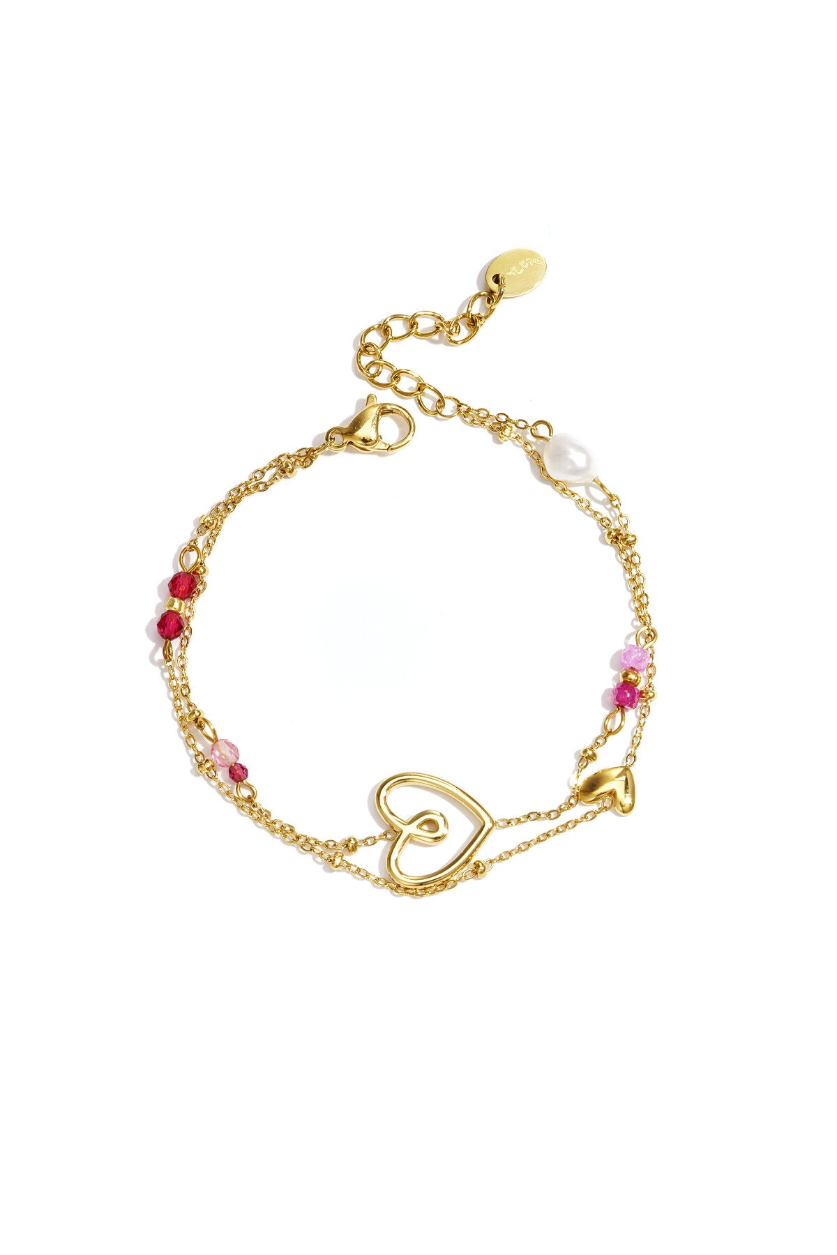 Bracelet with playful heart, beads and pearl