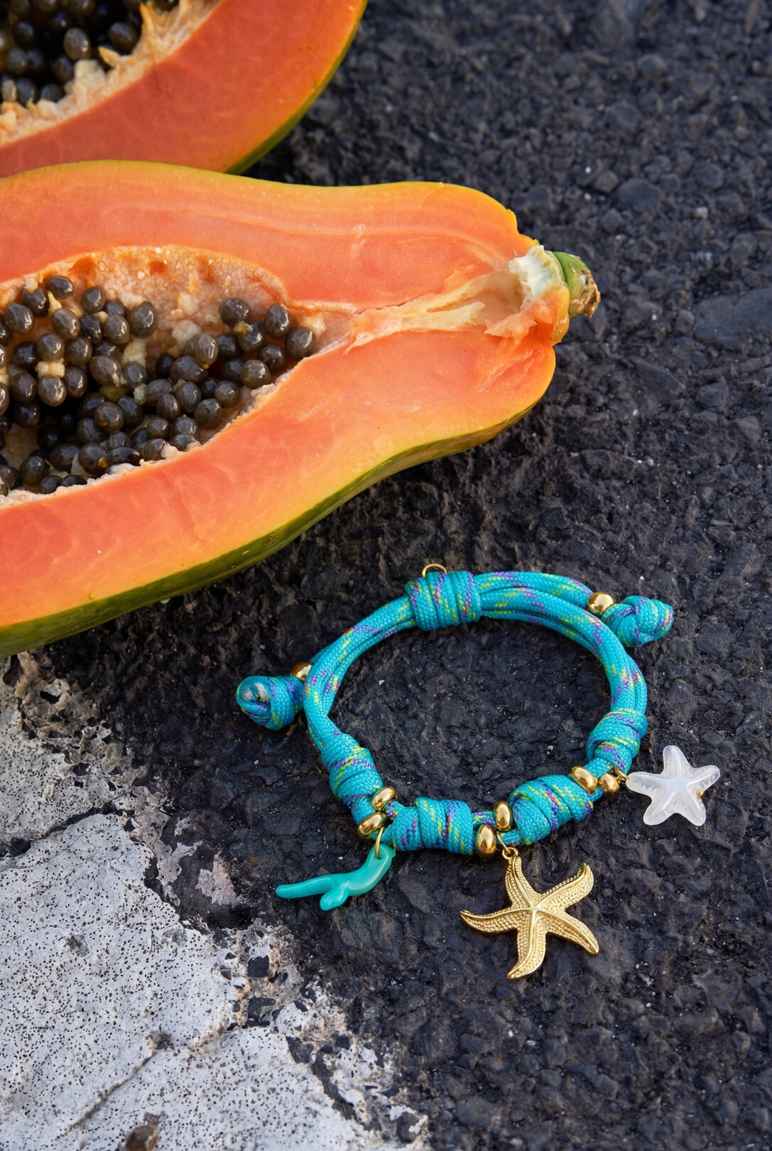 Rope bracelet with knots and starfish charms