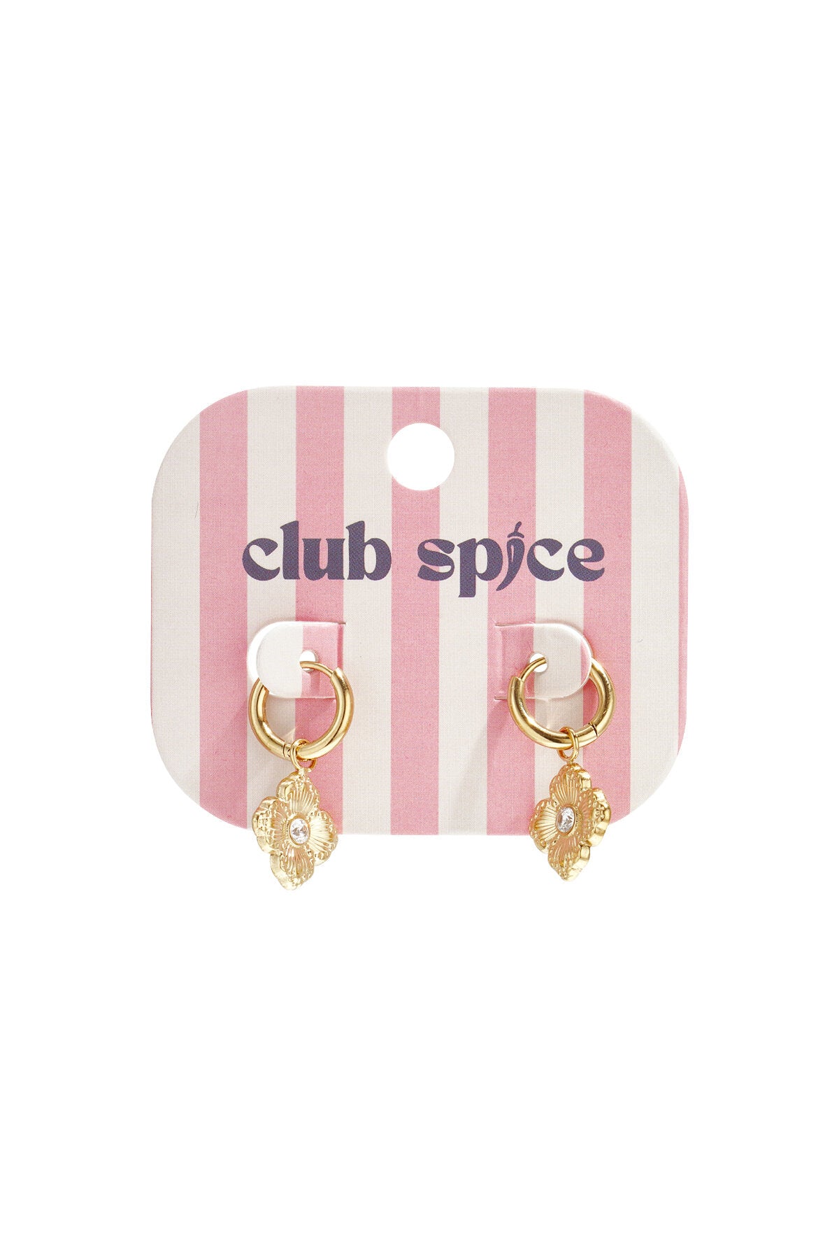 Earrings with elegant clover and stone